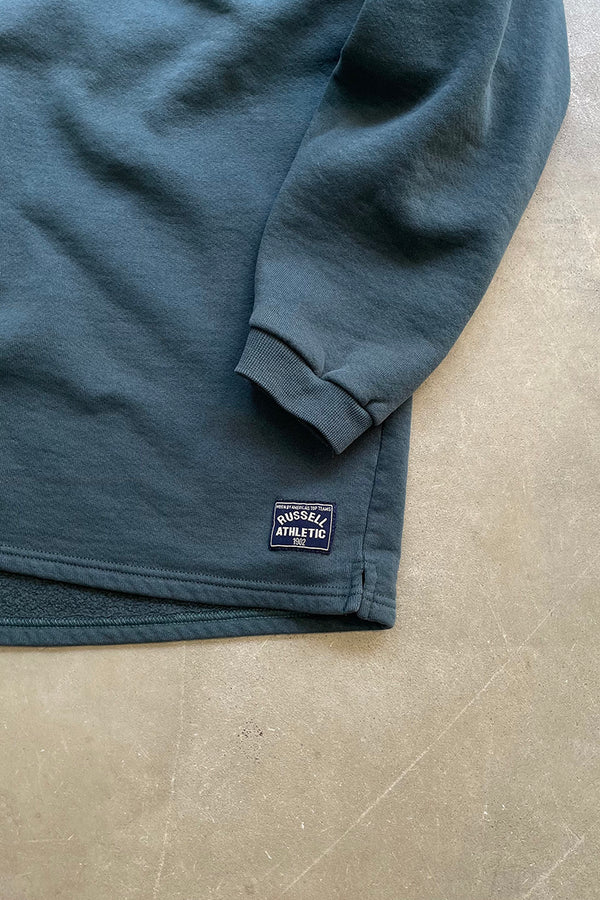 MADE IN USA 90'S HENLEY NECK SWEATSHIRT / GREEN [SIZE: L USED]