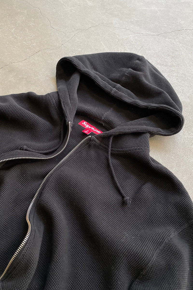 THERMAL ZIP UP SWEAT HOODIE / BLACK [SIZE: M USED]