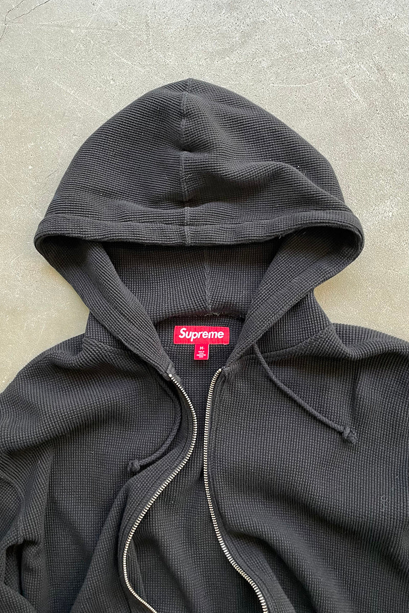 THERMAL ZIP UP SWEAT HOODIE / BLACK [SIZE: M USED]