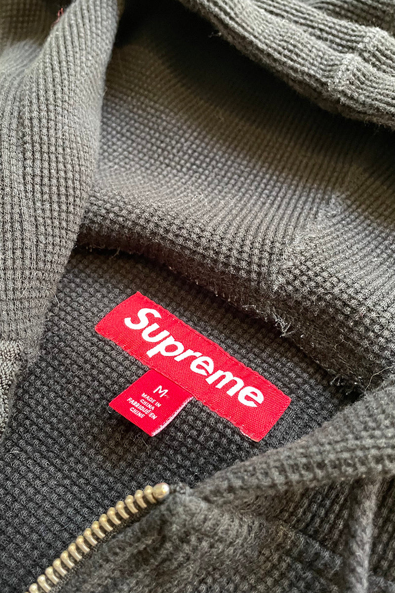 THERMAL ZIP UP SWEAT HOODIE / BLACK [SIZE: M USED]