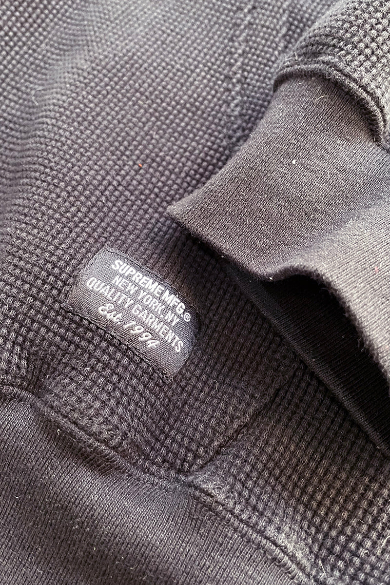 THERMAL ZIP UP SWEAT HOODIE / BLACK [SIZE: M USED]