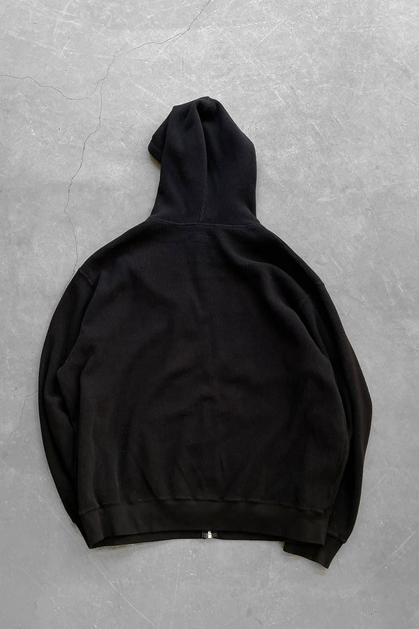 THERMAL ZIP UP SWEAT HOODIE / BLACK [SIZE: M USED]
