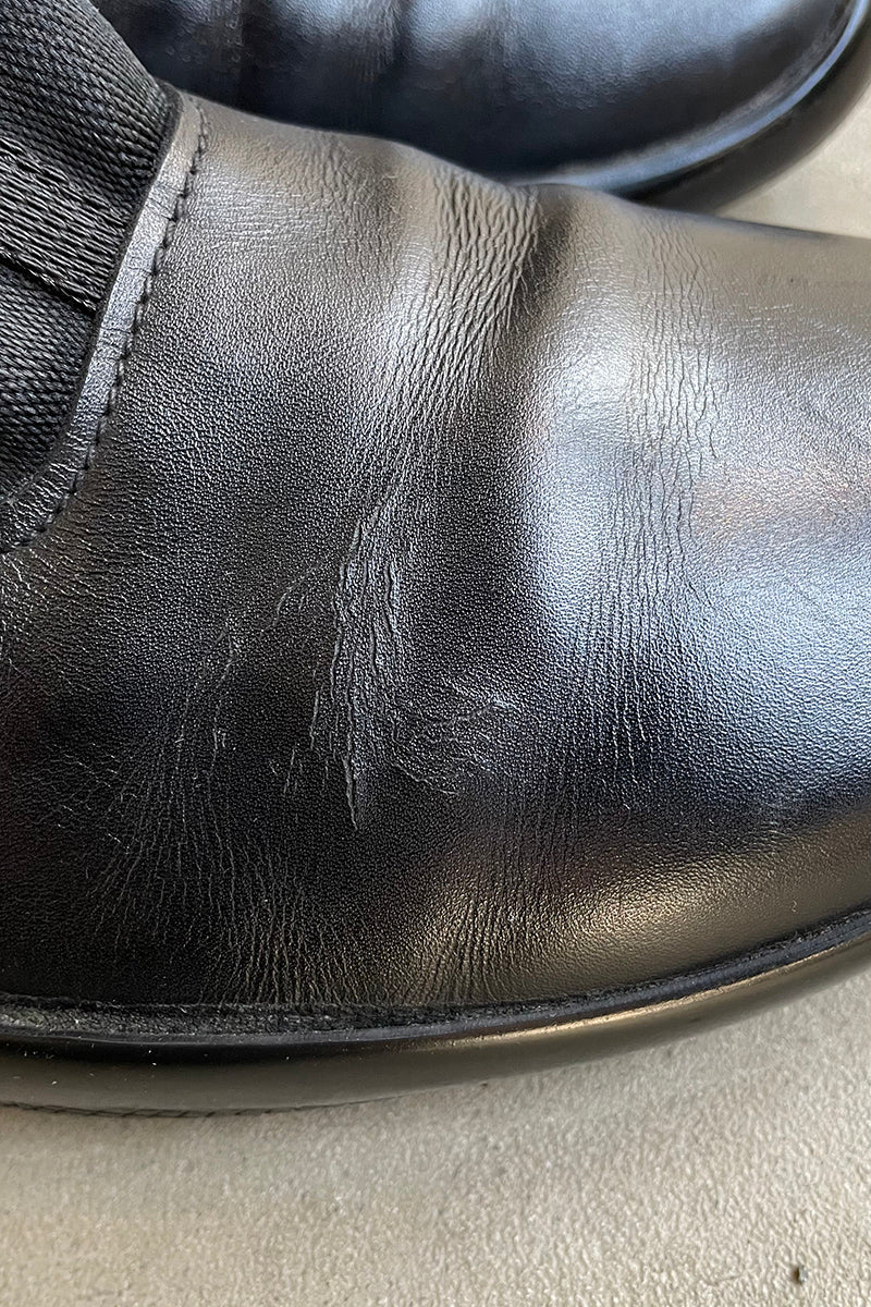 MADE IN ITALY SLIP-ON LEATHER SNEAKERS / BLACK [SIZE: US9.0 (equivalent to 27.0cm) USED]