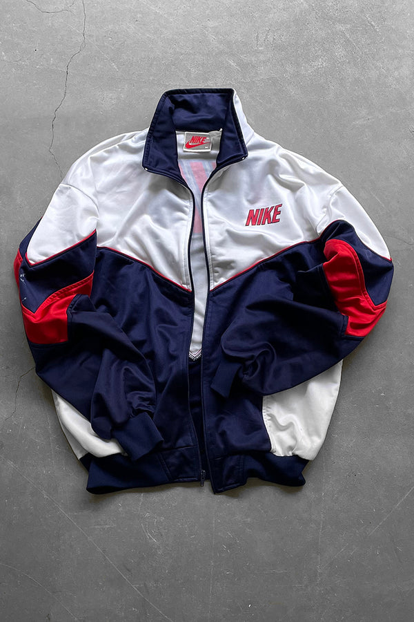 90'S ZIP UP TRACK JACKET / WHITE [SIZE: M USED]