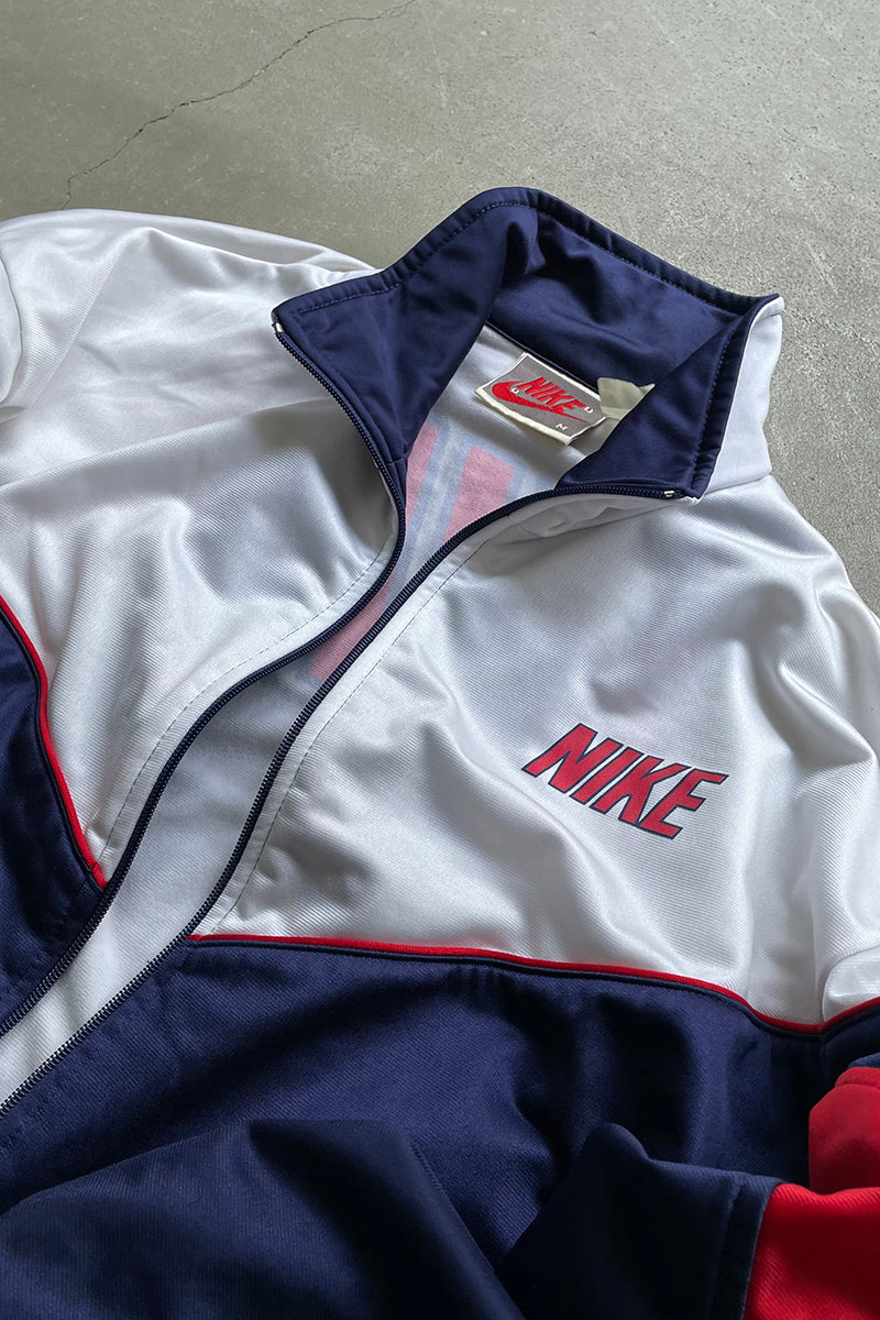 90'S ZIP UP TRACK JACKET / WHITE [SIZE: M USED]