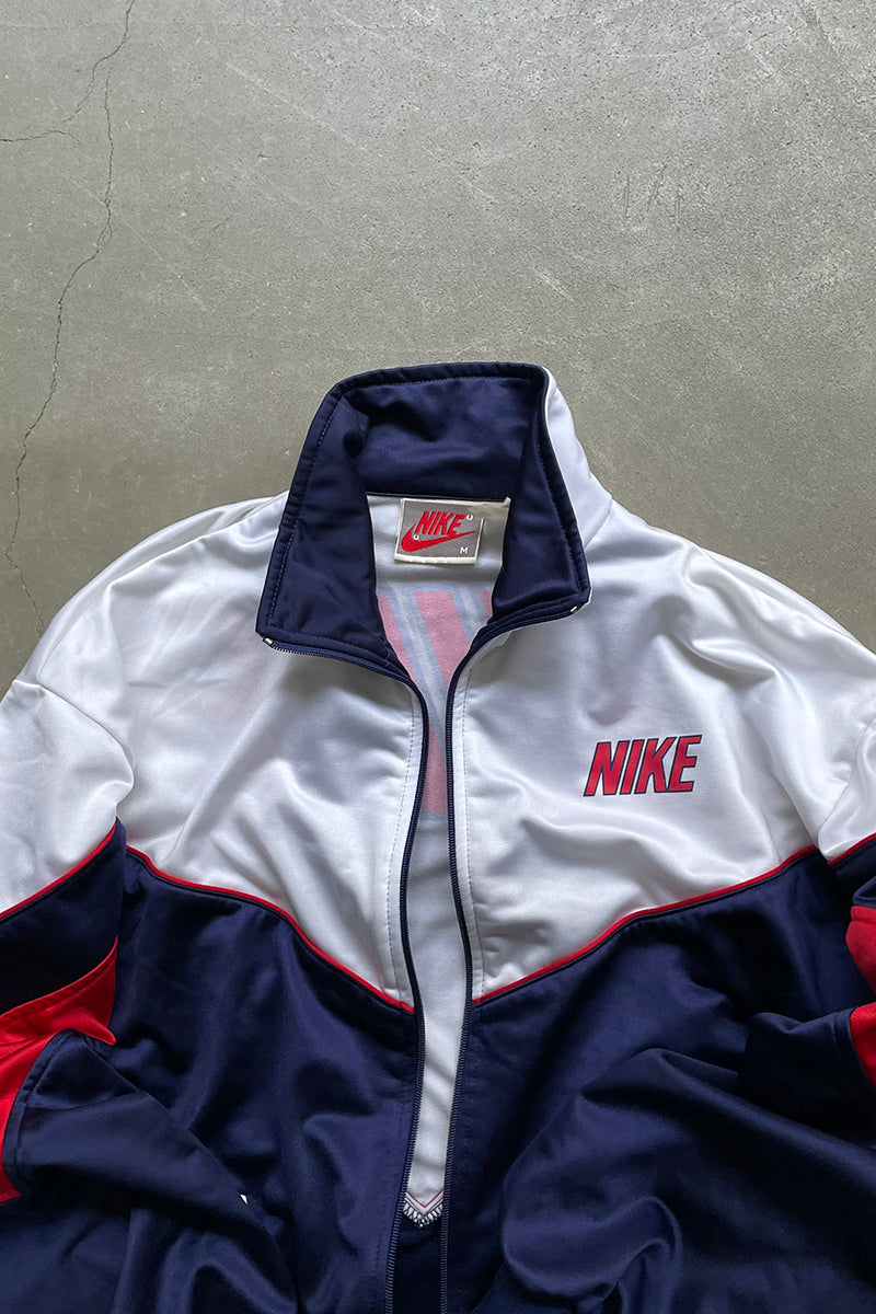 90'S ZIP UP TRACK JACKET / WHITE [SIZE: M USED]