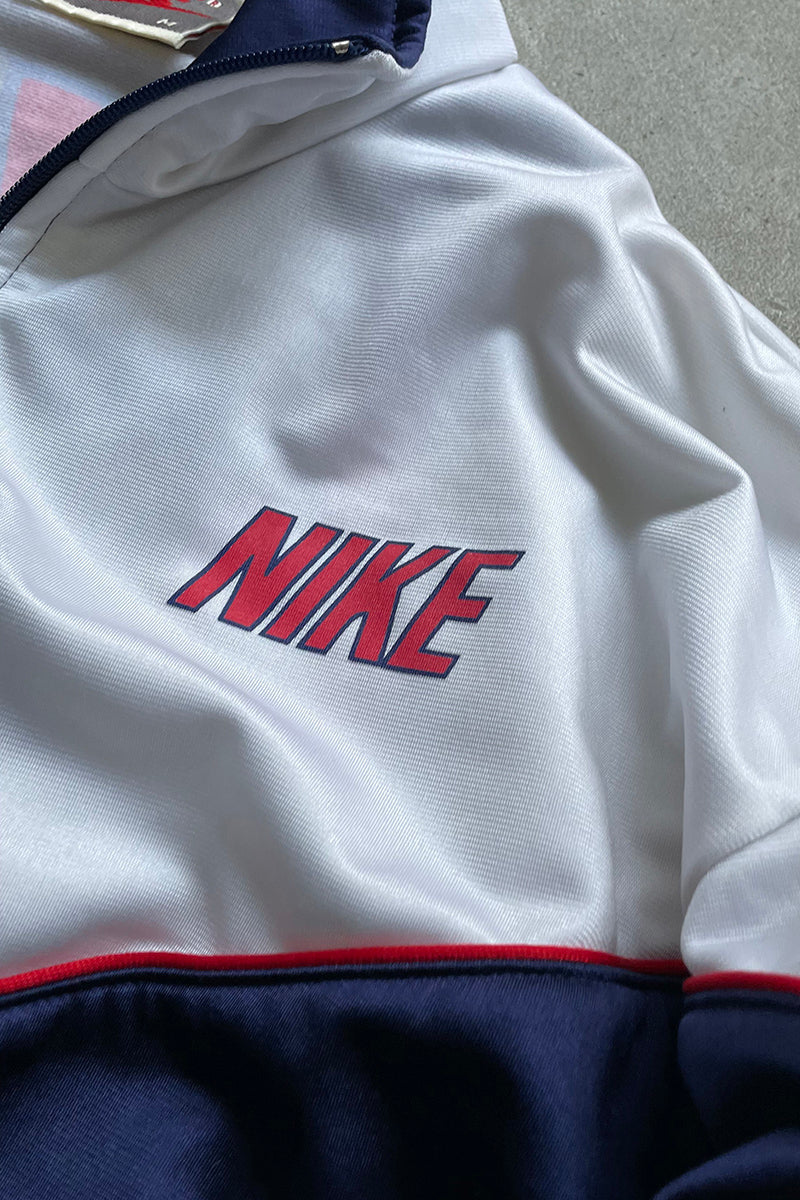 90'S ZIP UP TRACK JACKET / WHITE [SIZE: M USED]