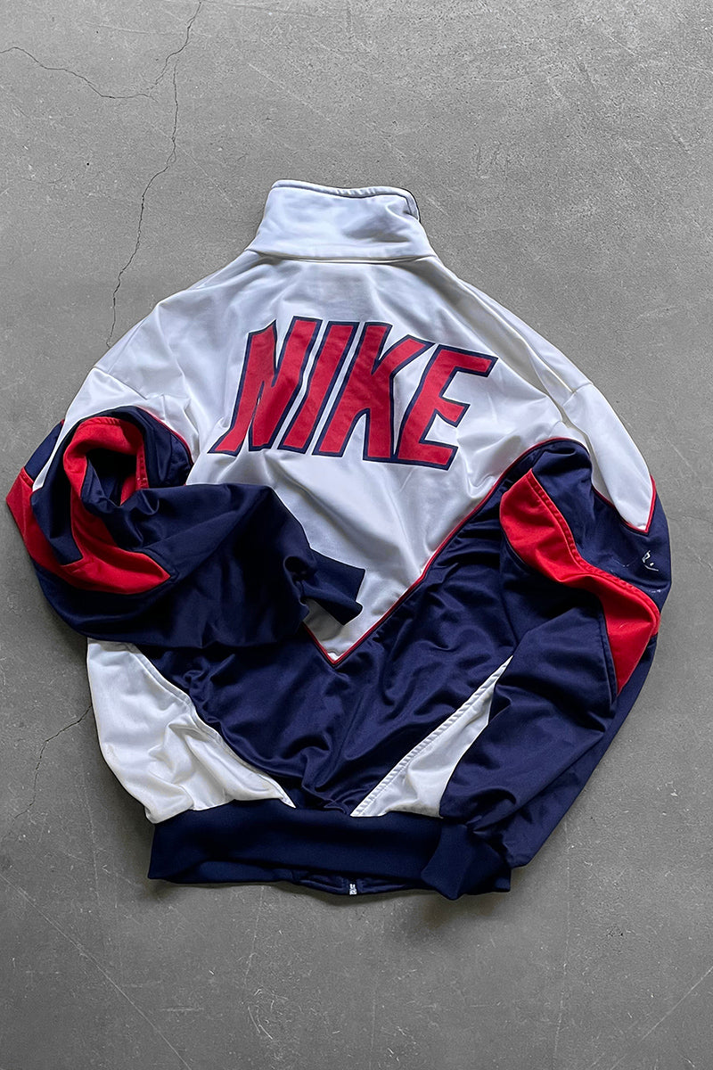 90'S ZIP UP TRACK JACKET / WHITE [SIZE: M USED]