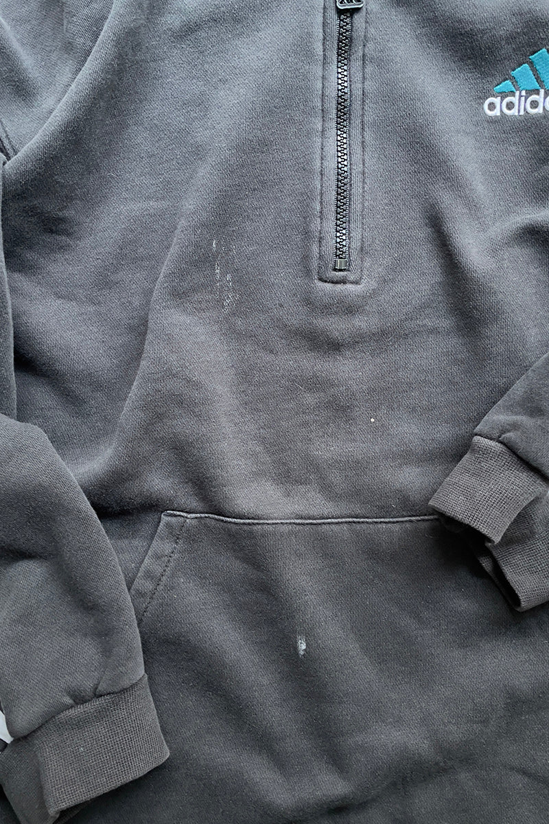 90'S HALF-ZIP SWEAT HOODIE / BLACK [SIZE: XL USED]