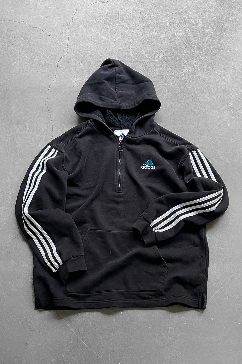90'S HALF-ZIP SWEAT HOODIE / BLACK [SIZE: XL USED]