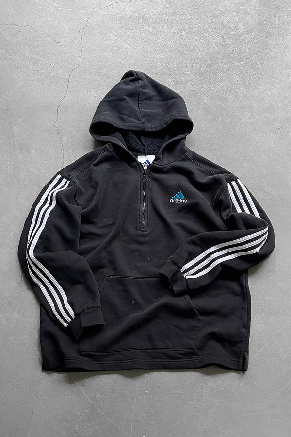 90'S HALF-ZIP SWEAT HOODIE / BLACK [SIZE: XL USED]