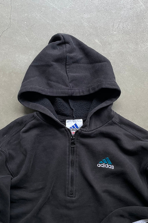 90'S HALF-ZIP SWEAT HOODIE / BLACK [SIZE: XL USED]