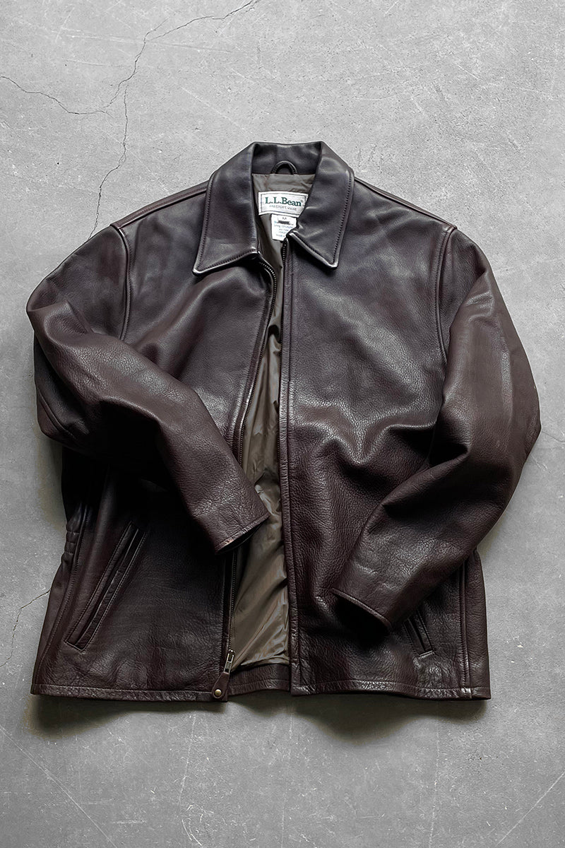 MADE IN USA 80'S LEATHER JACKET / BROWN [SIZE: M USED]