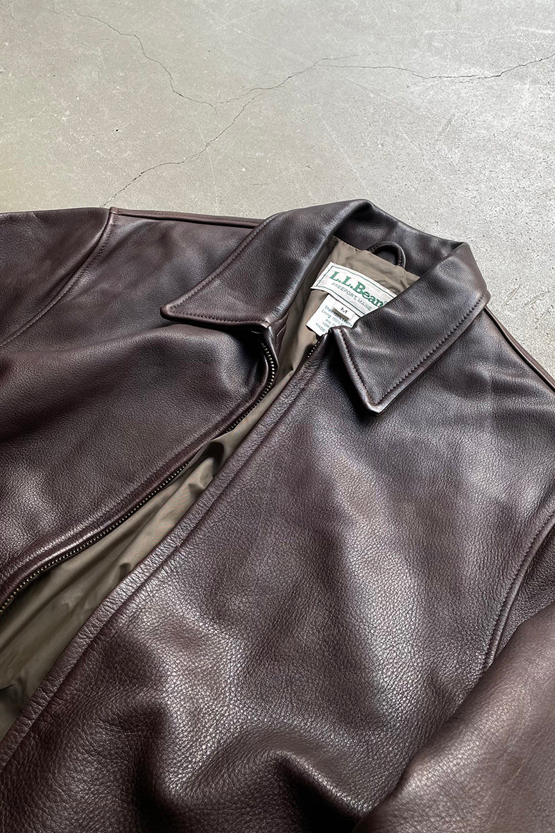 MADE IN USA 80'S LEATHER JACKET / BROWN [SIZE: M USED]