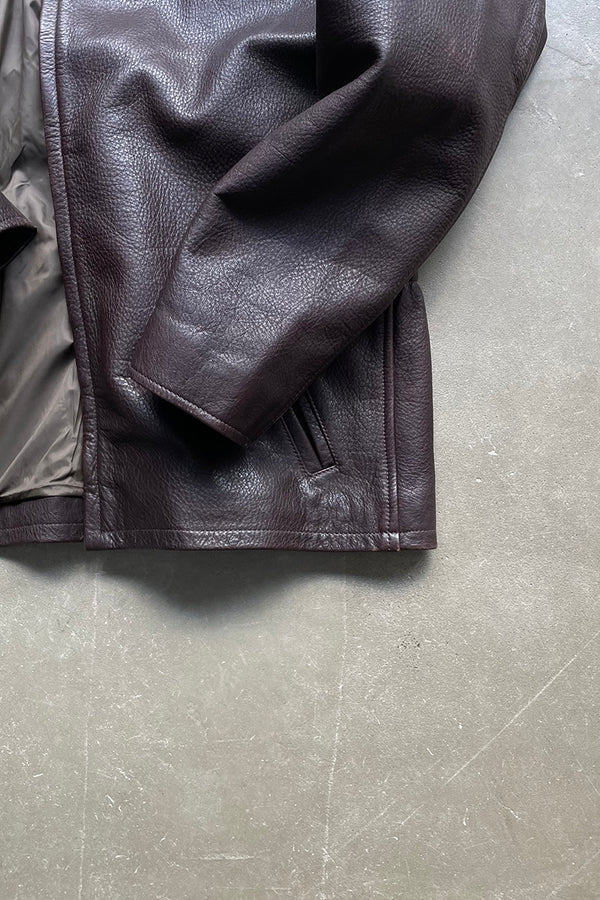 MADE IN USA 80'S LEATHER JACKET / BROWN [SIZE: M USED]