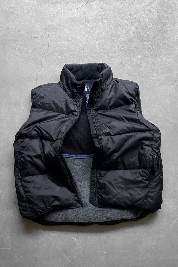 Y2K EARLY 00'S RIPSTOP NYLON DOWN VEST / BLACK [SIZE: S USED]