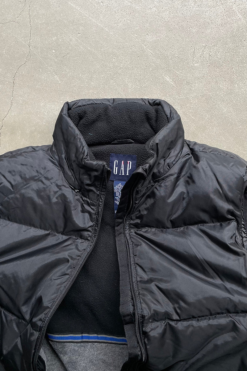 Y2K EARLY 00'S RIPSTOP NYLON DOWN VEST / BLACK [SIZE: S USED]