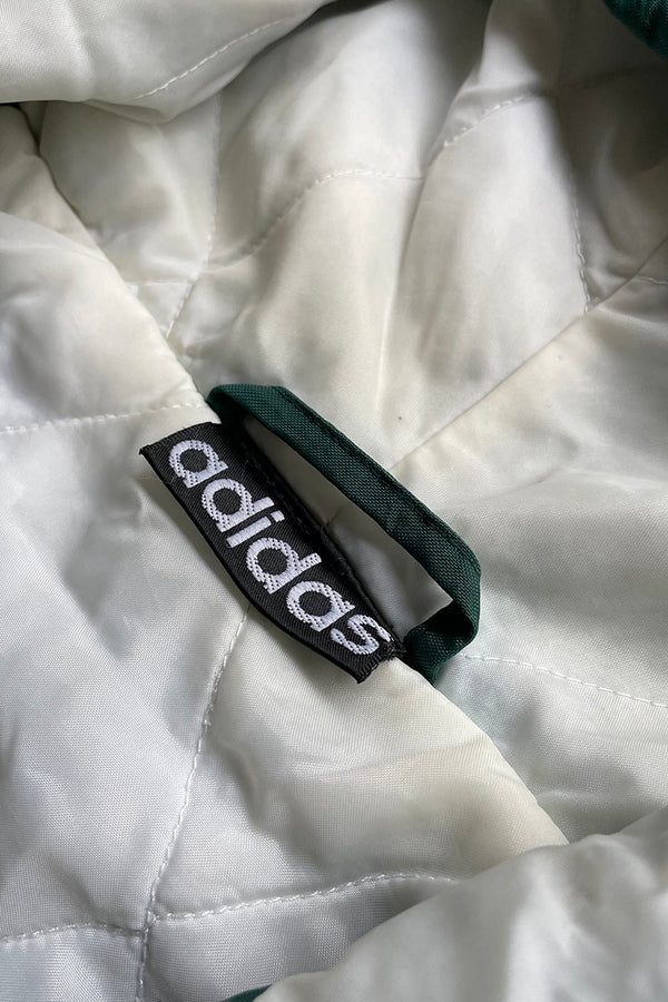 90'S ZIP NYLON HOODIE PUFF JACKET / GREEN [SIZE: L USED]