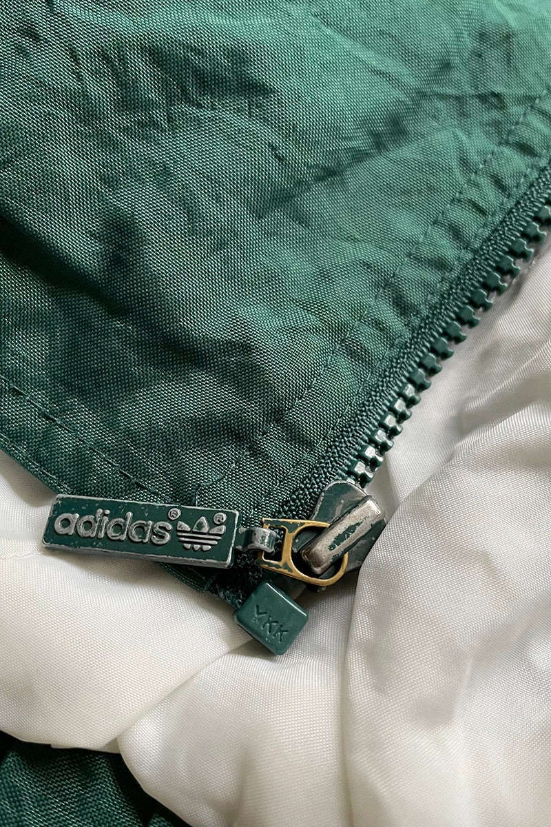 90'S ZIP NYLON HOODIE PUFF JACKET / GREEN [SIZE: L USED]