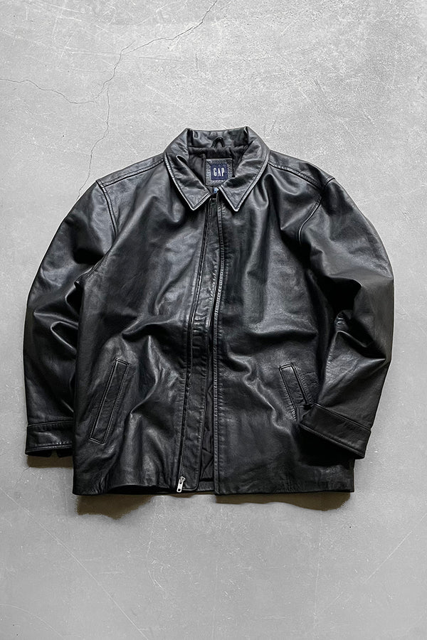 Y2K EARLY 00'S LEATHER JACKET / BLACK  [SIZE: 2XL USED]