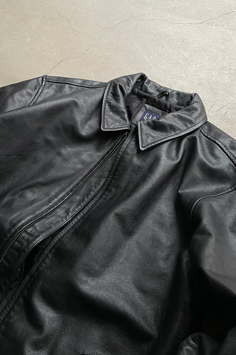 Y2K EARLY 00'S LEATHER JACKET / BLACK [SIZE: 2XL USED]