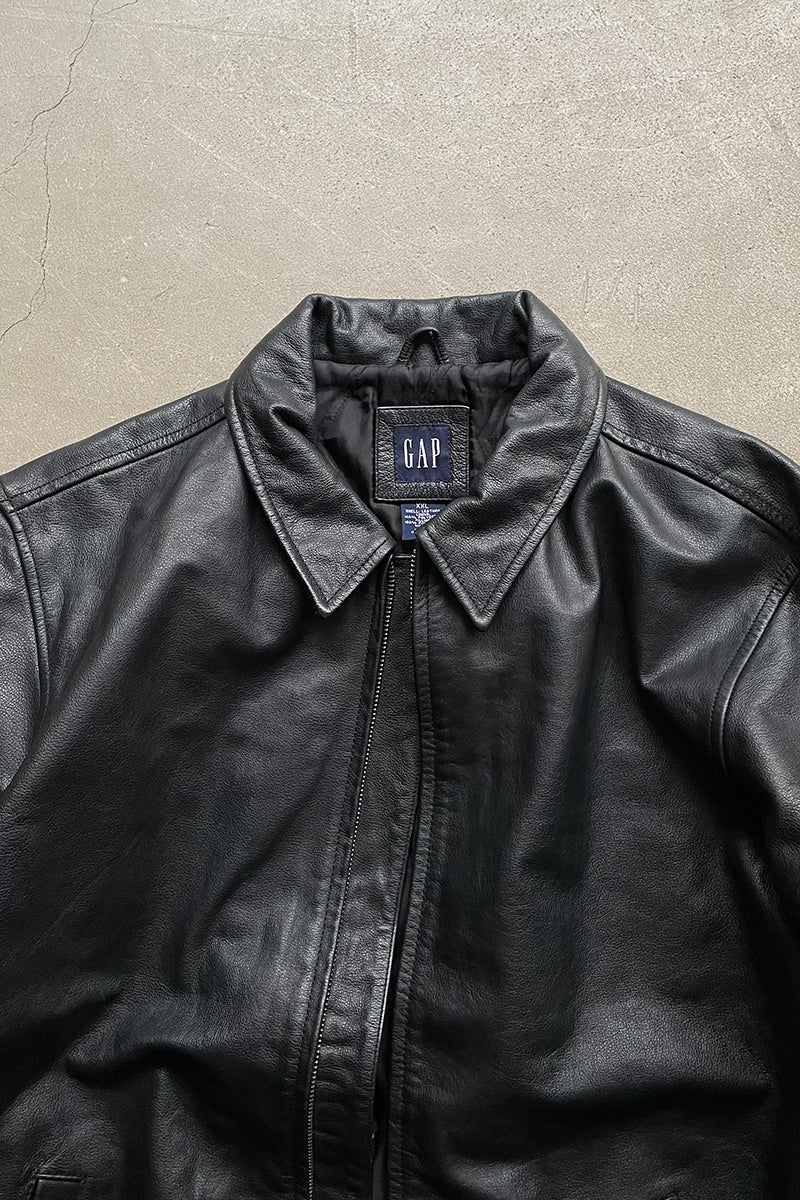Y2K EARLY 00'S LEATHER JACKET / BLACK [SIZE: 2XL USED]