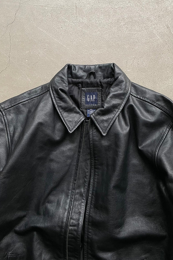 Y2K EARLY 00'S LEATHER JACKET / BLACK  [SIZE: 2XL USED]