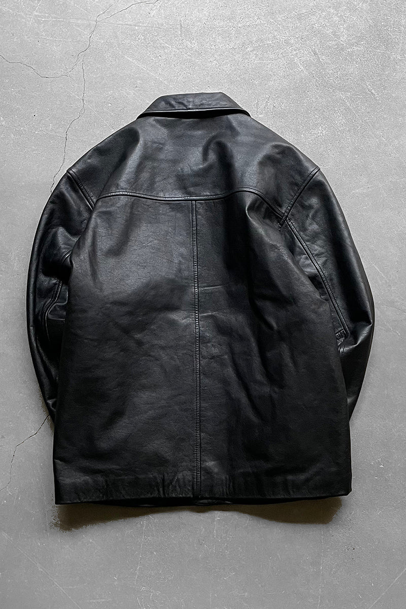 Y2K EARLY 00'S LEATHER JACKET / BLACK [SIZE: 2XL USED]