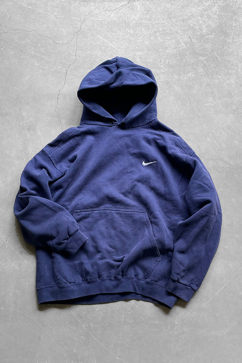 MADE IN MEXICO 90s ONE POINT LOGO SWEAT HOODIE / NAVY [SIZE: L USED]
