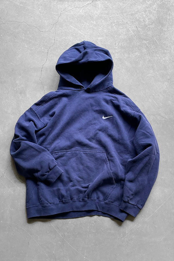 MADE IN MEXICO 90s ONE POINT LOGO SWEAT HOODIE / NAVY [SIZE: L USED]