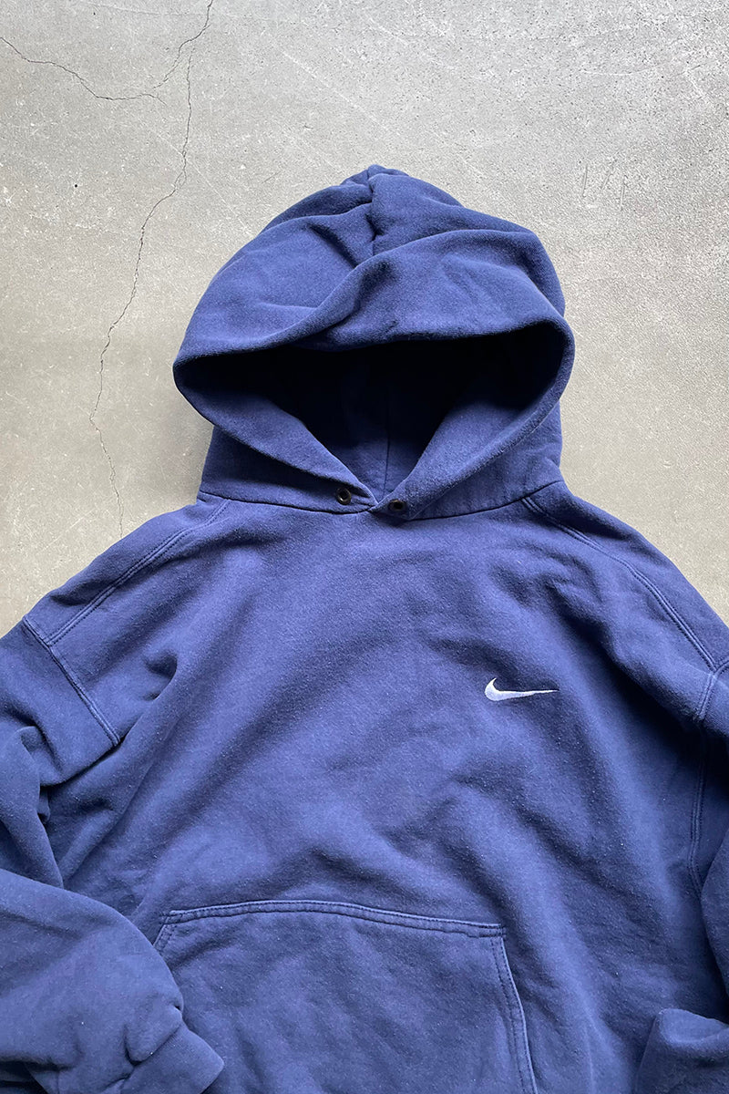 MADE IN MEXICO 90s ONE POINT LOGO SWEAT HOODIE / NAVY [SIZE: L USED]