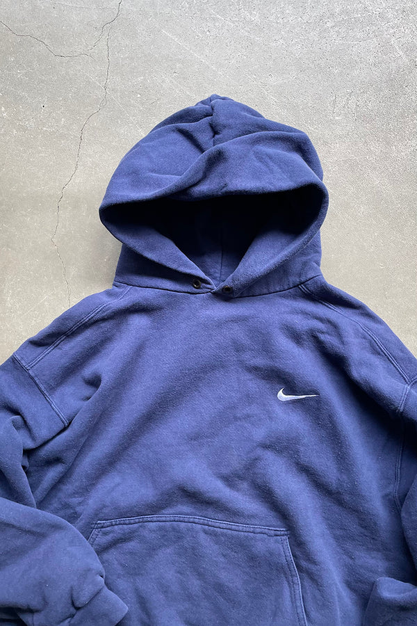 MADE IN MEXICO 90s ONE POINT LOGO SWEAT HOODIE / NAVY [SIZE: L USED]