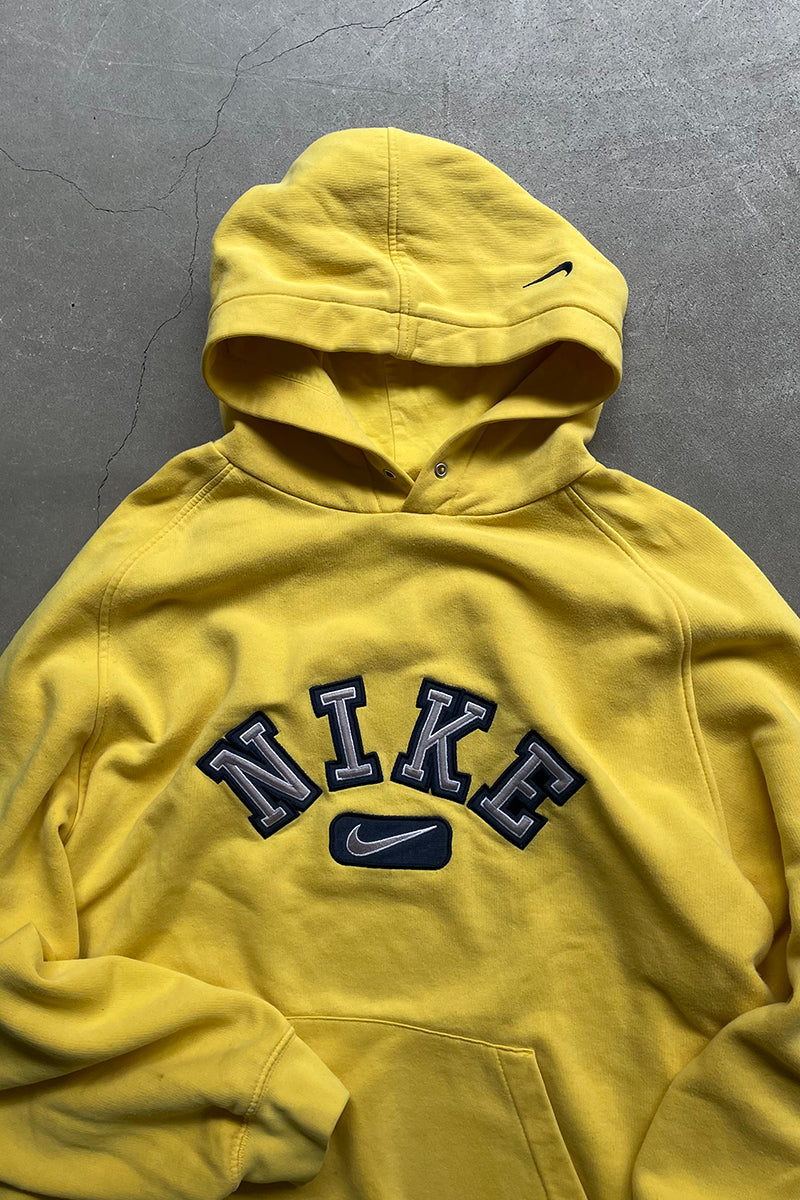 MADE IN TURKEY Y2K EARLY 00'S LOGO SWEAT HOODIE / YELLOW [SIZE: XL USED]