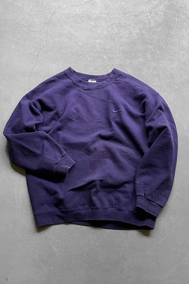 MADE IN USA 90'S SWOOSH LOGO SWEATSHIRT / PURPLE [SIZE: L USED]
