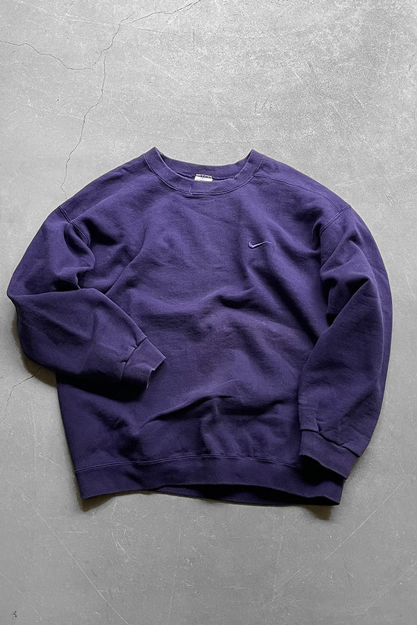 MADE IN USA 90'S SWOOSH LOGO SWEATSHIRT / PURPLE [SIZE: L USED]