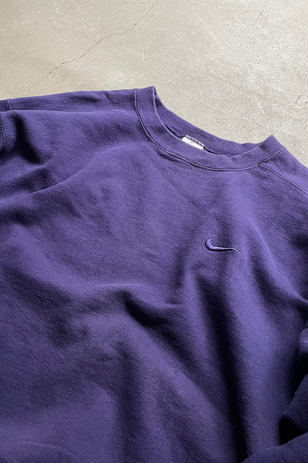 MADE IN USA 90'S SWOOSH LOGO SWEATSHIRT / PURPLE [SIZE: L USED]