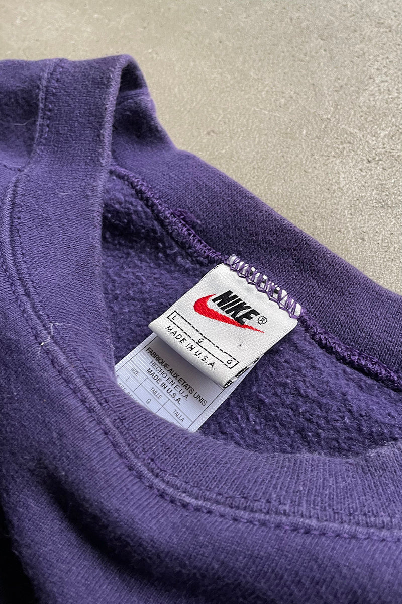 MADE IN USA 90'S SWOOSH LOGO SWEATSHIRT / PURPLE [SIZE: L USED]