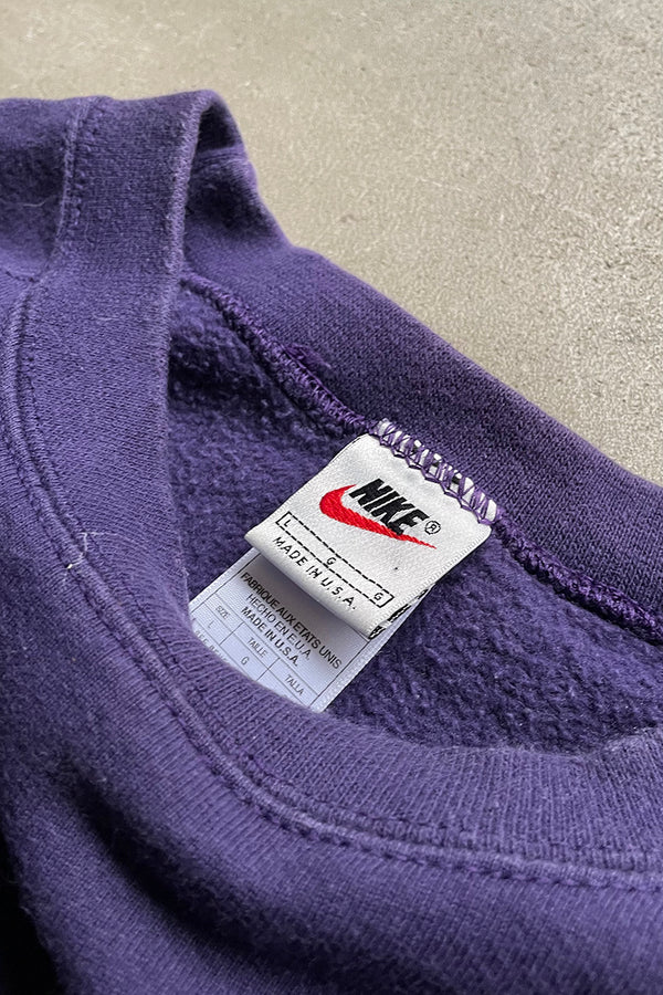 MADE IN USA 90'S SWOOSH LOGO SWEATSHIRT / PURPLE [SIZE: L USED]