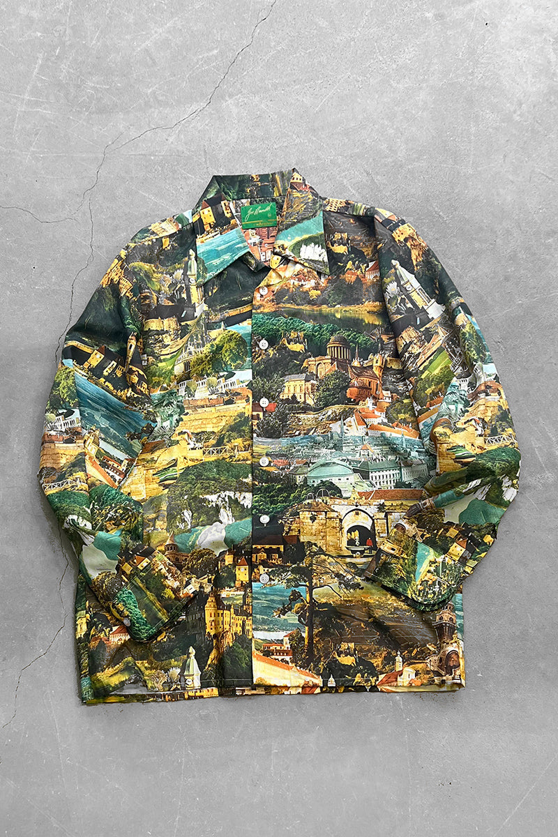 70'S L/S POLYESTER DESIGN SHIRT / MULTI [SIZE: M USED]