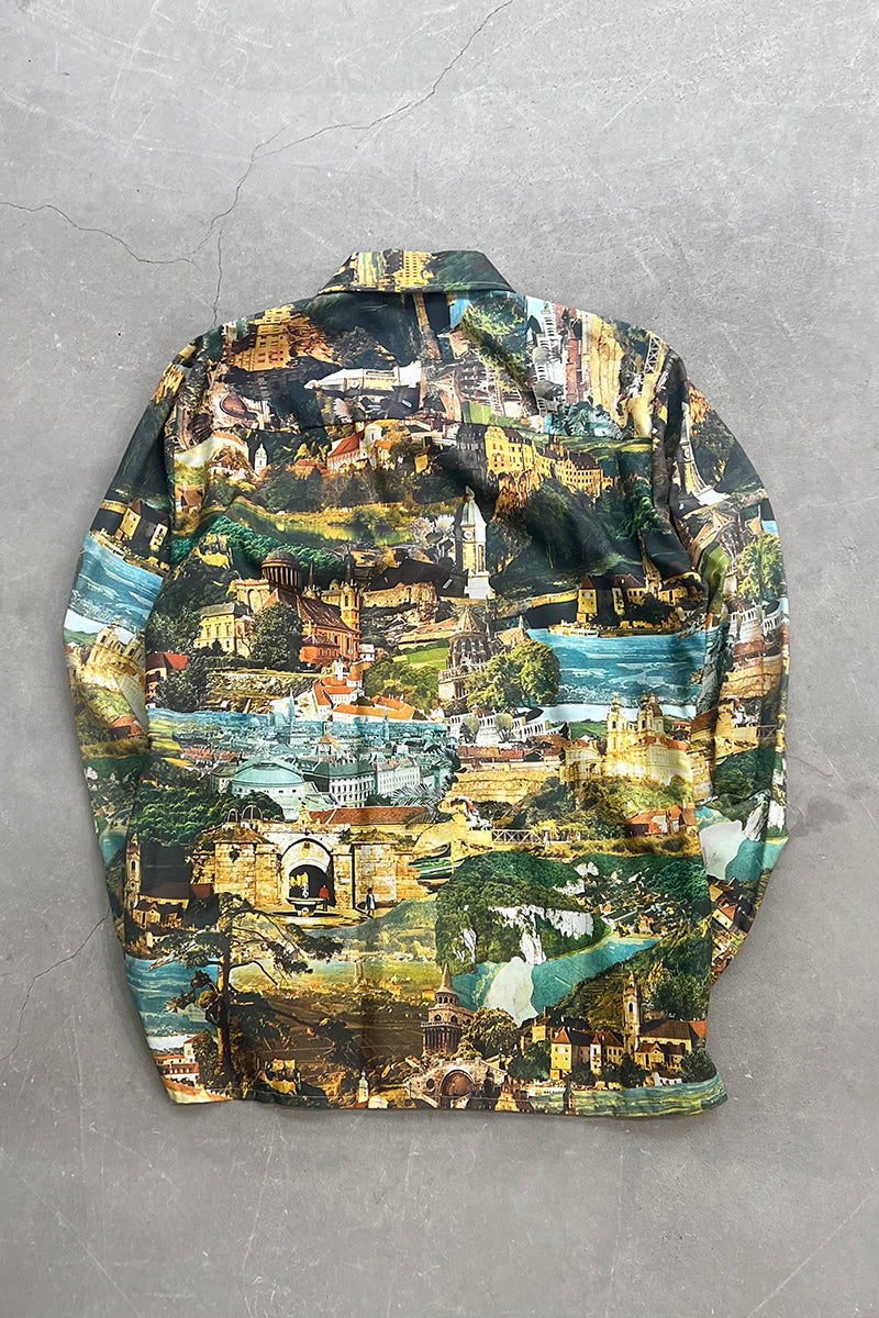 70'S L/S POLYESTER DESIGN SHIRT / MULTI [SIZE: M USED]
