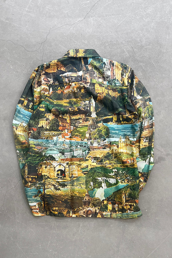 70'S L/S POLYESTER DESIGN SHIRT / MULTI [SIZE: M USED]