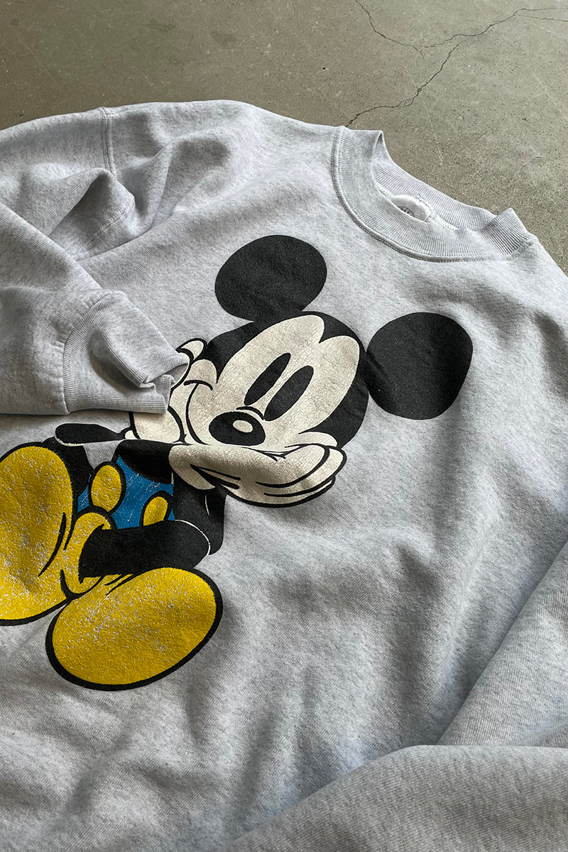 MADE IN USA 90'S MICKEY SWEATSHIRT / GRAY [SIZE: XL USED]