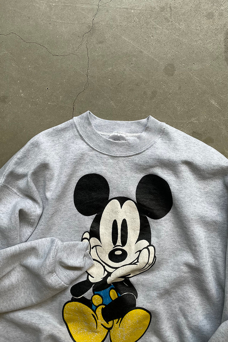 MADE IN USA 90'S MICKEY SWEATSHIRT / GRAY [SIZE: XL USED]