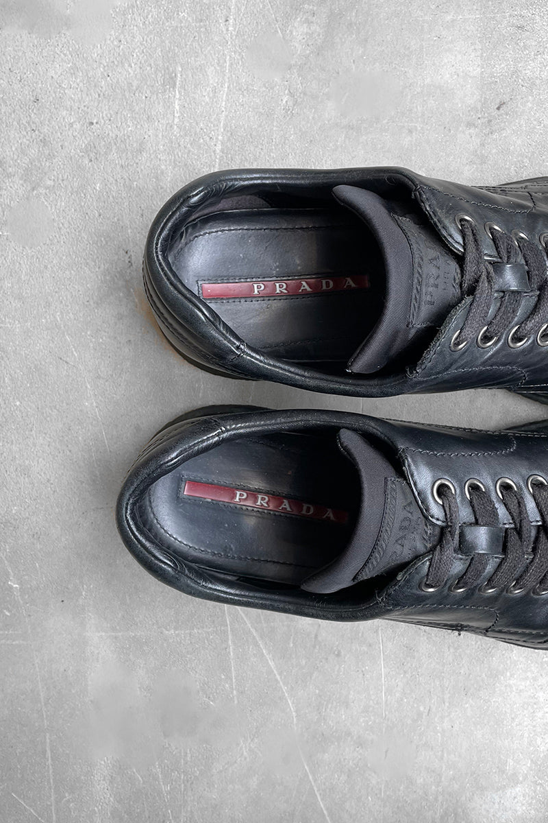 LEATHER SNEAKERS / BLACK [SIZE: US8.5 (approx. 26.5cm) USED]