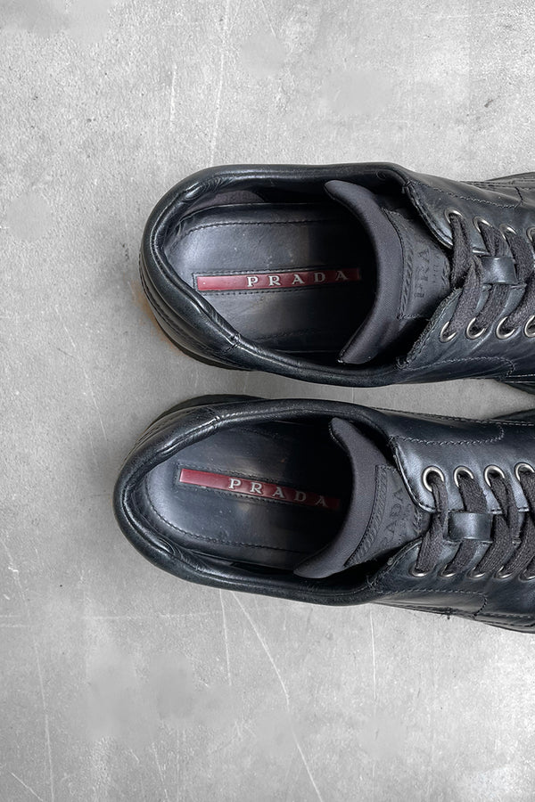 LEATHER SNEAKERS / BLACK [SIZE: US8.5(26.5cm相当) USED]