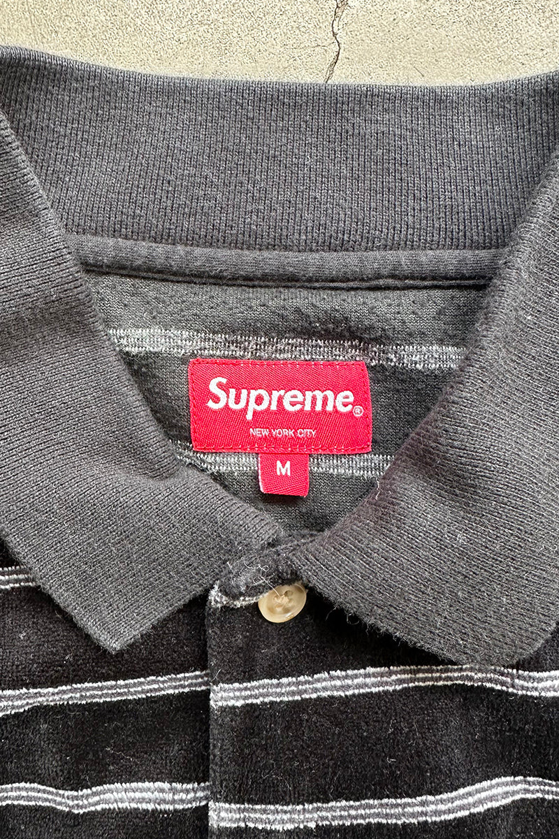 16AW STRIPE VELOUR SHIRT / BLACK [SIZE: M USED]