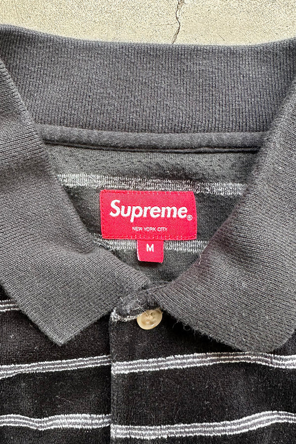16AW STRIPE VELOUR SHIRT / BLACK [SIZE: M USED]