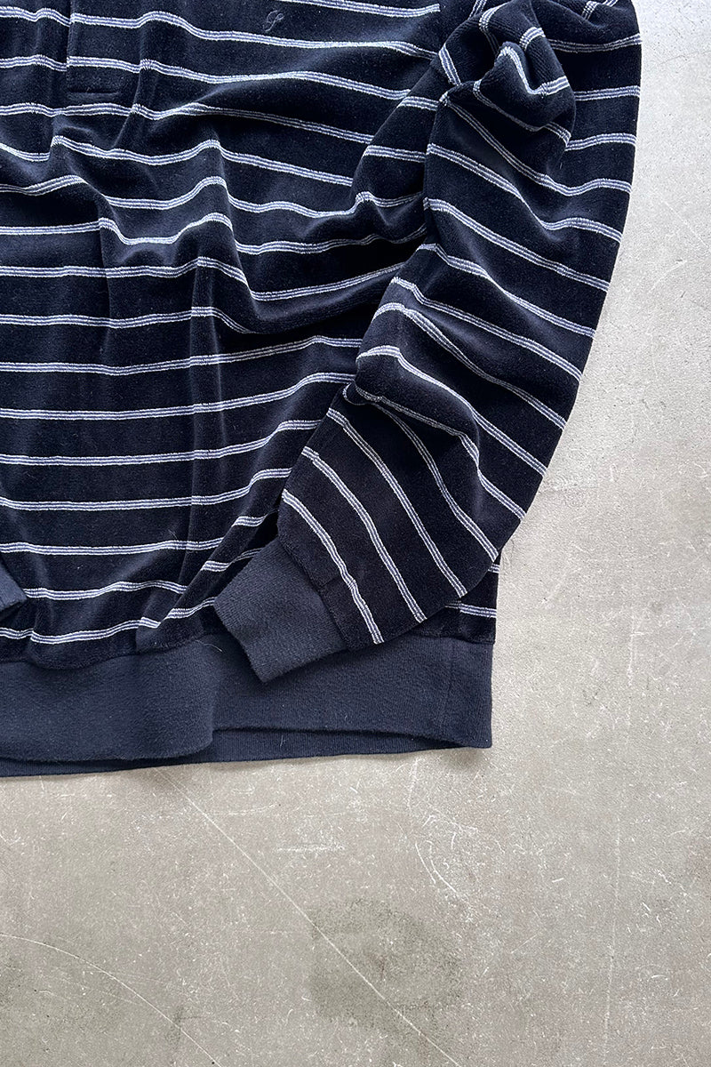 16AW STRIPE VELOUR SHIRT / BLACK [SIZE: M USED]