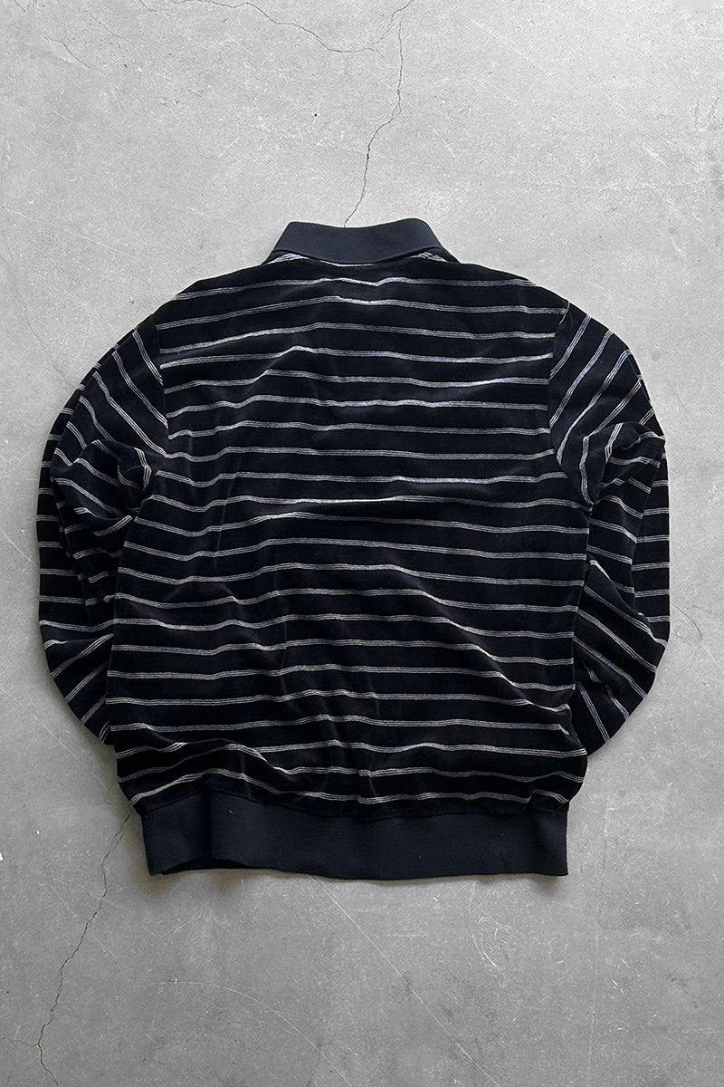 16AW STRIPE VELOUR SHIRT / BLACK [SIZE: M USED]