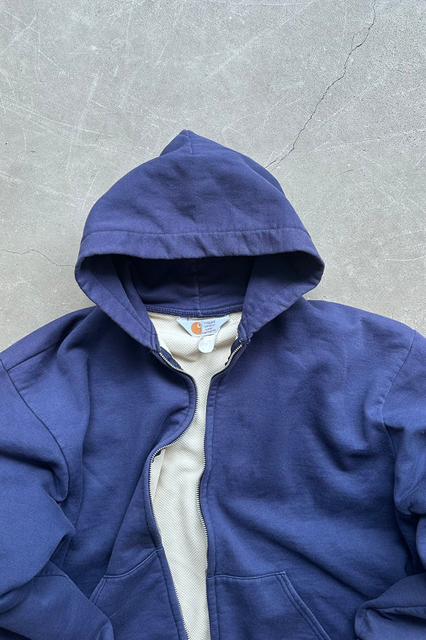 MADE IN USA 90'S BIG ZIP SWEAT HOODIE / FADED NAVY [SIZE: 2XL USED]